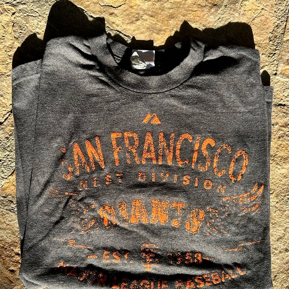 San Francisco Giants Majestic MLB Shirt Gray Orange Mens Size XL - Picture 2 of 5